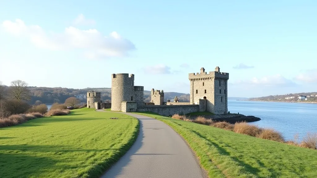 Historic Blackrock Castle along Cork's river with scenic waterfront walking path