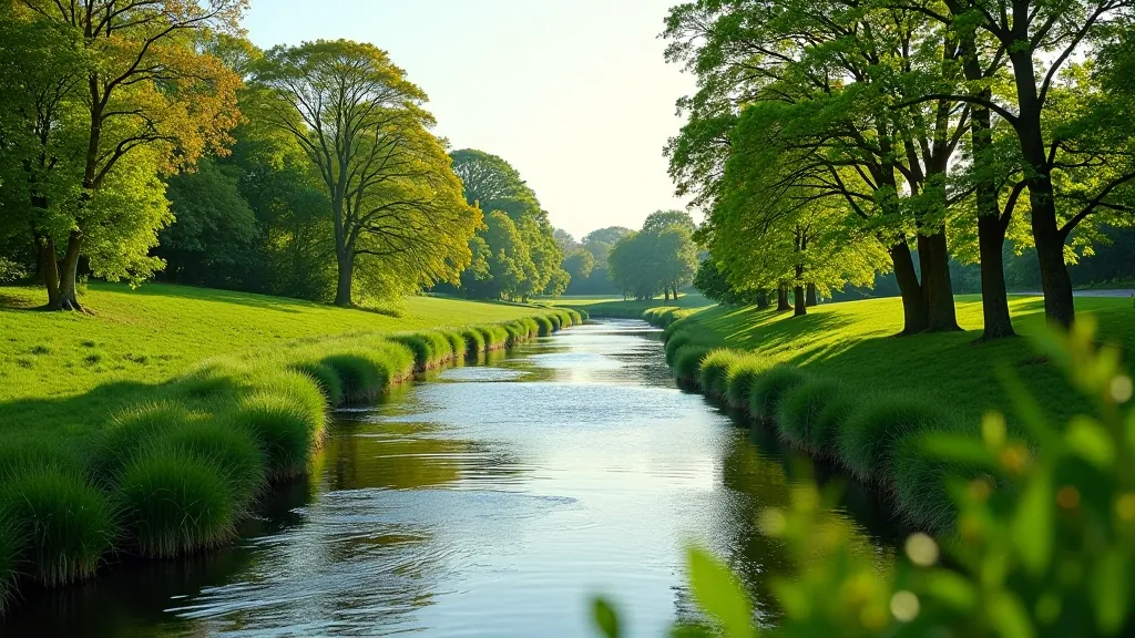 Liffey River flowing through green countryside with trees and natural landscape