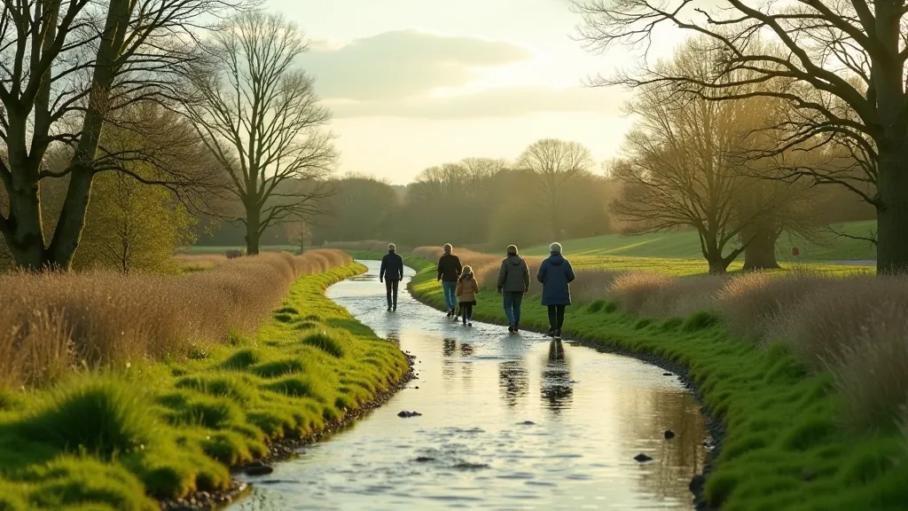Liffey river walking path through Dublin countryside